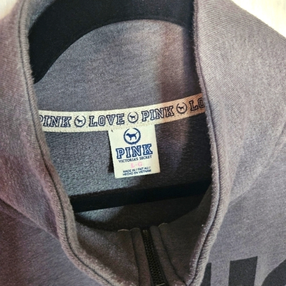 PINK Victoria's Secret 3/4 Zip Pullover Logo Sweatshirt - Picture 6 of 8